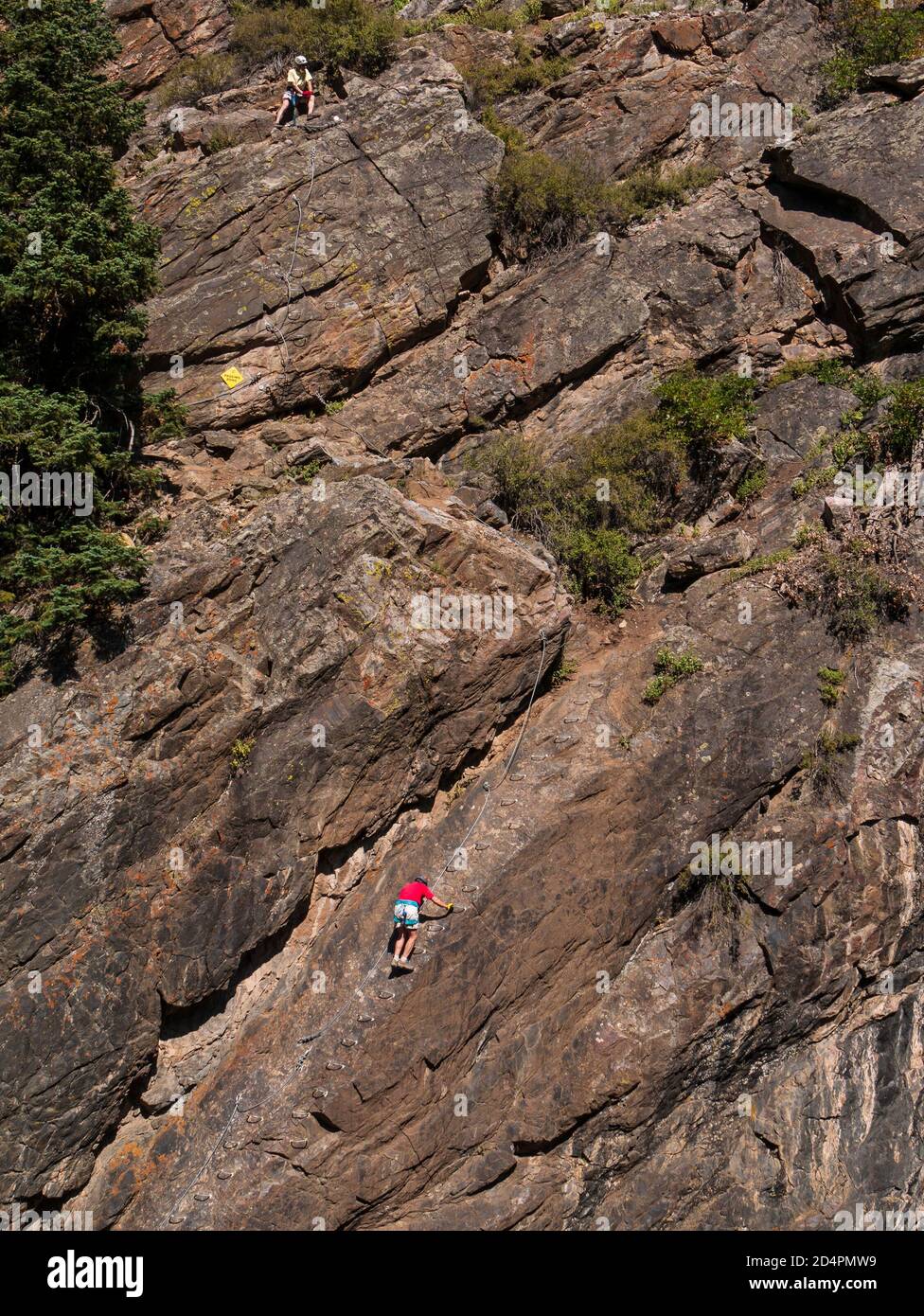Couple climb the Ouray Via Ferrata, Ouray, Colorado Stock Photo Alamy