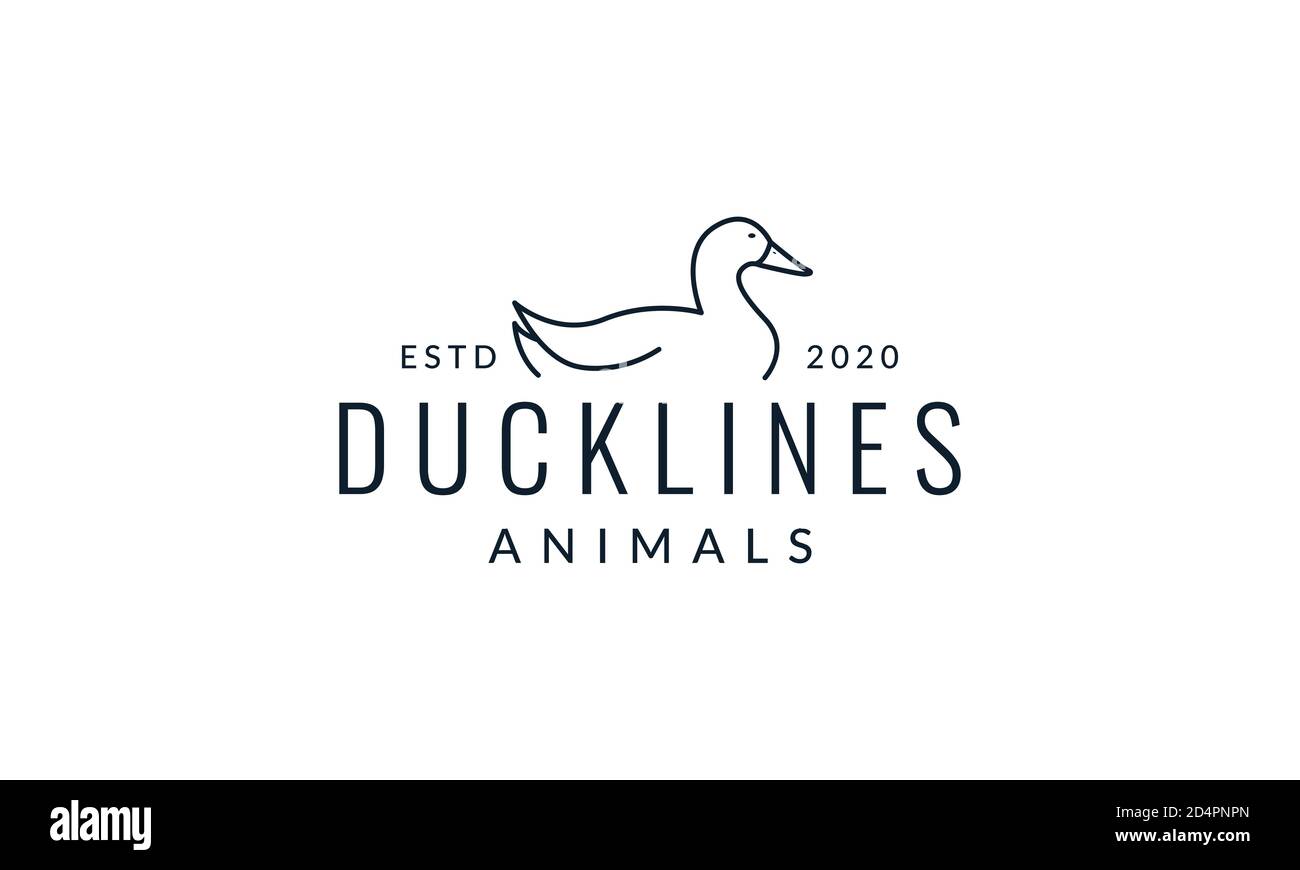 duck  line simple minimalist logo vector icon illustration design Stock Vector