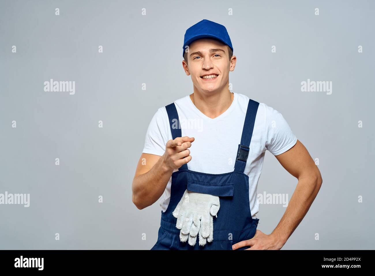 working man in uniform service lifestyle delivery service light ...