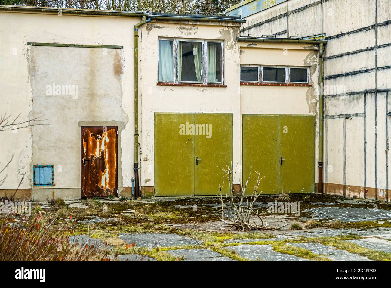 Dilapidated buildings from the GDR in Fincken, Röbel-Müritz, Germany Stock Photo