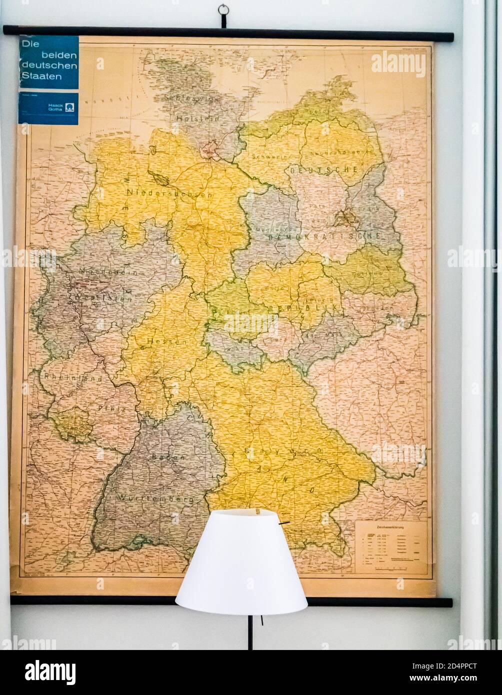 Map from the GDR: The two German states in Röbel-Müritz, Germany Stock Photo