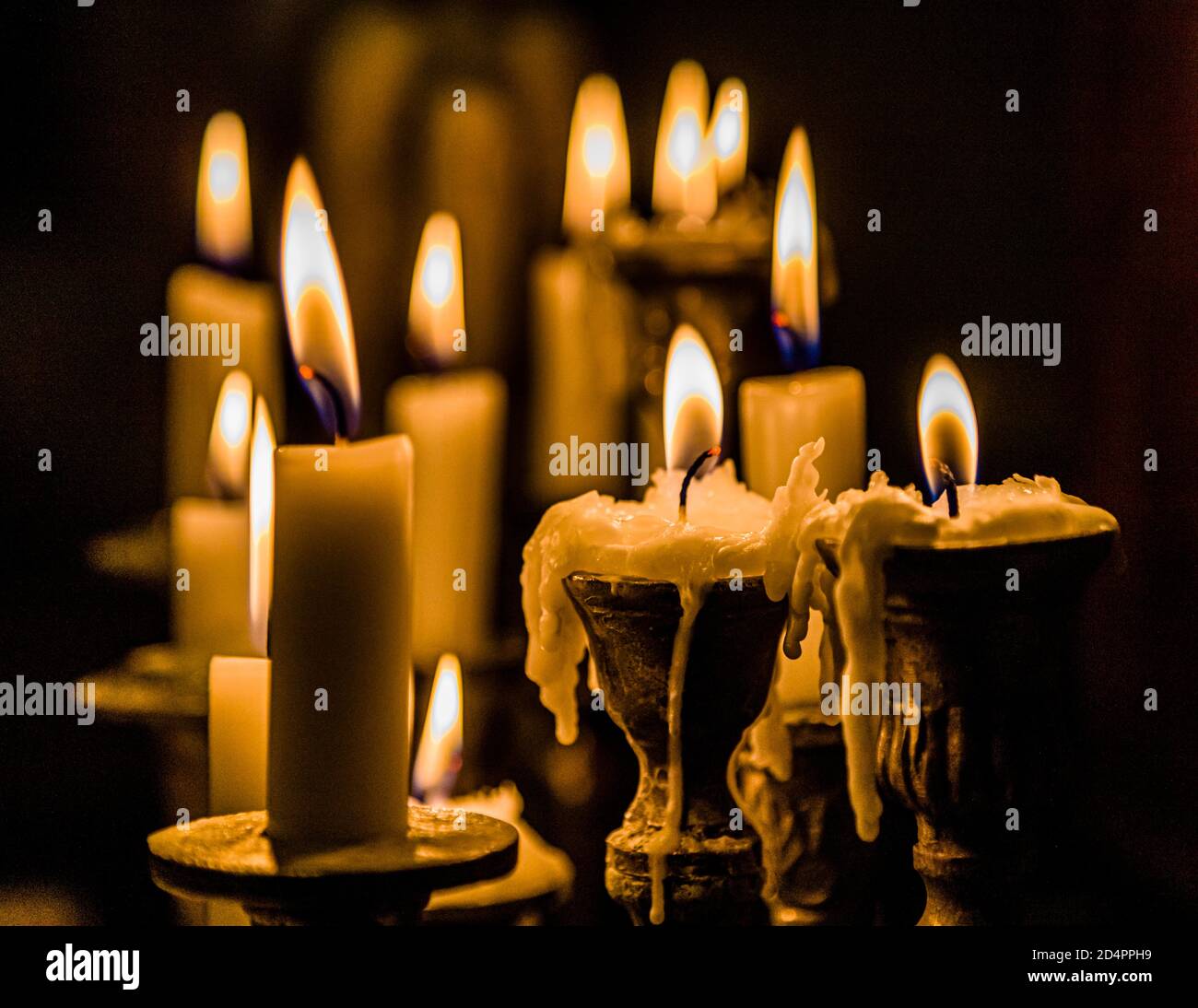 Many lighted candles in Röbel-Müritz, Germany Stock Photo