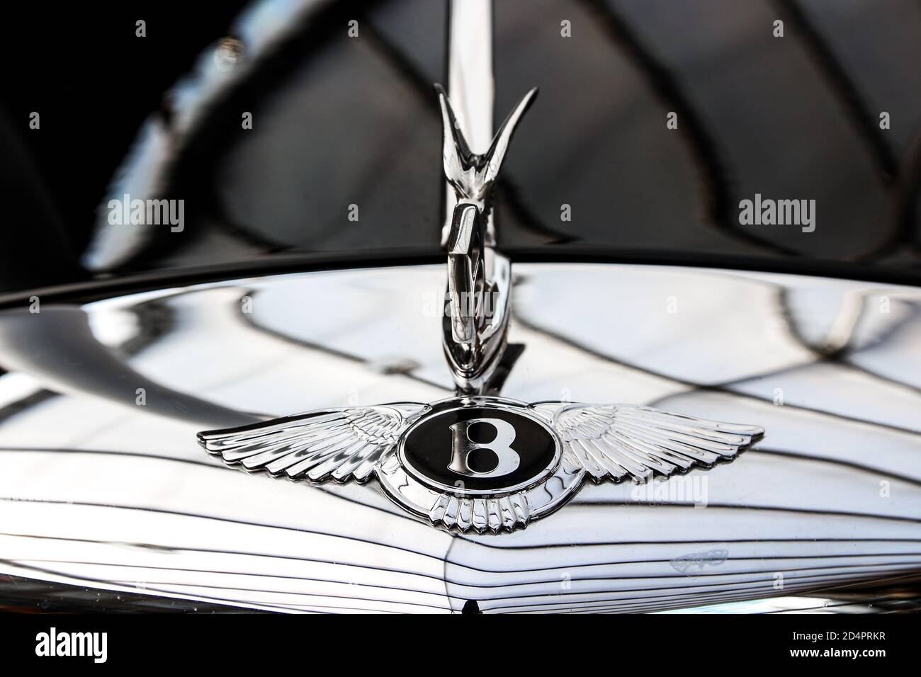 A hood ornament on a Bentley classic car Stock Photo Alamy