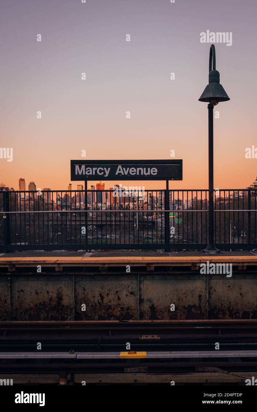 Sign at the Marcy Avenue station, Williamsburg, Brooklyn, New York City