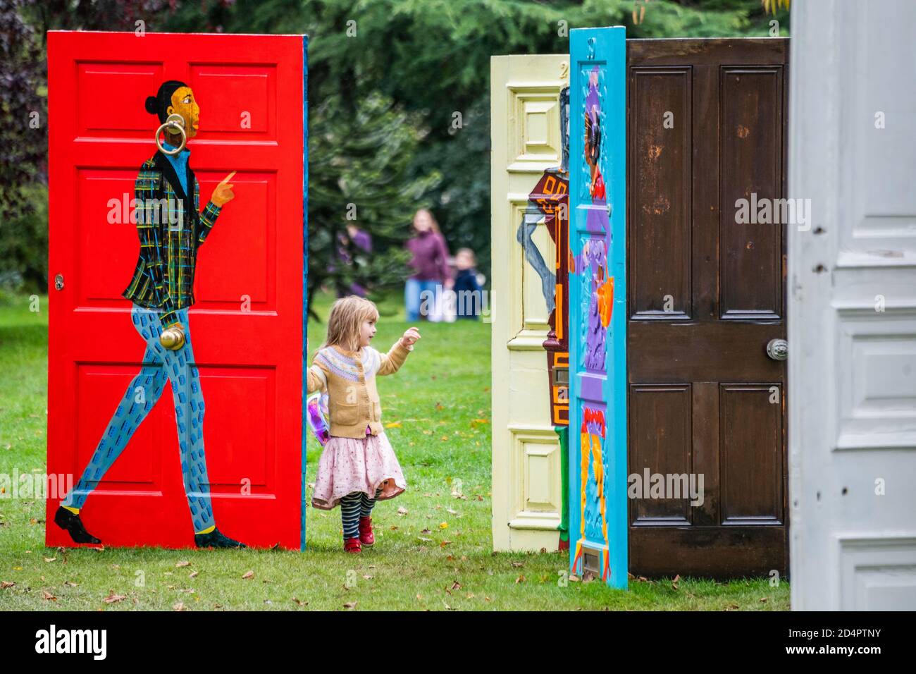 London, UK. 10th Oct, 2020. Lubaina Himid, Five Conversations, 2019 - Frieze Sculpture, the largest outdoor exhibition in London. Work by 12 leading international artists in Regent's Park from 5th October - 18h October in a free showcase. Credit: Guy Bell/Alamy Live News Stock Photo