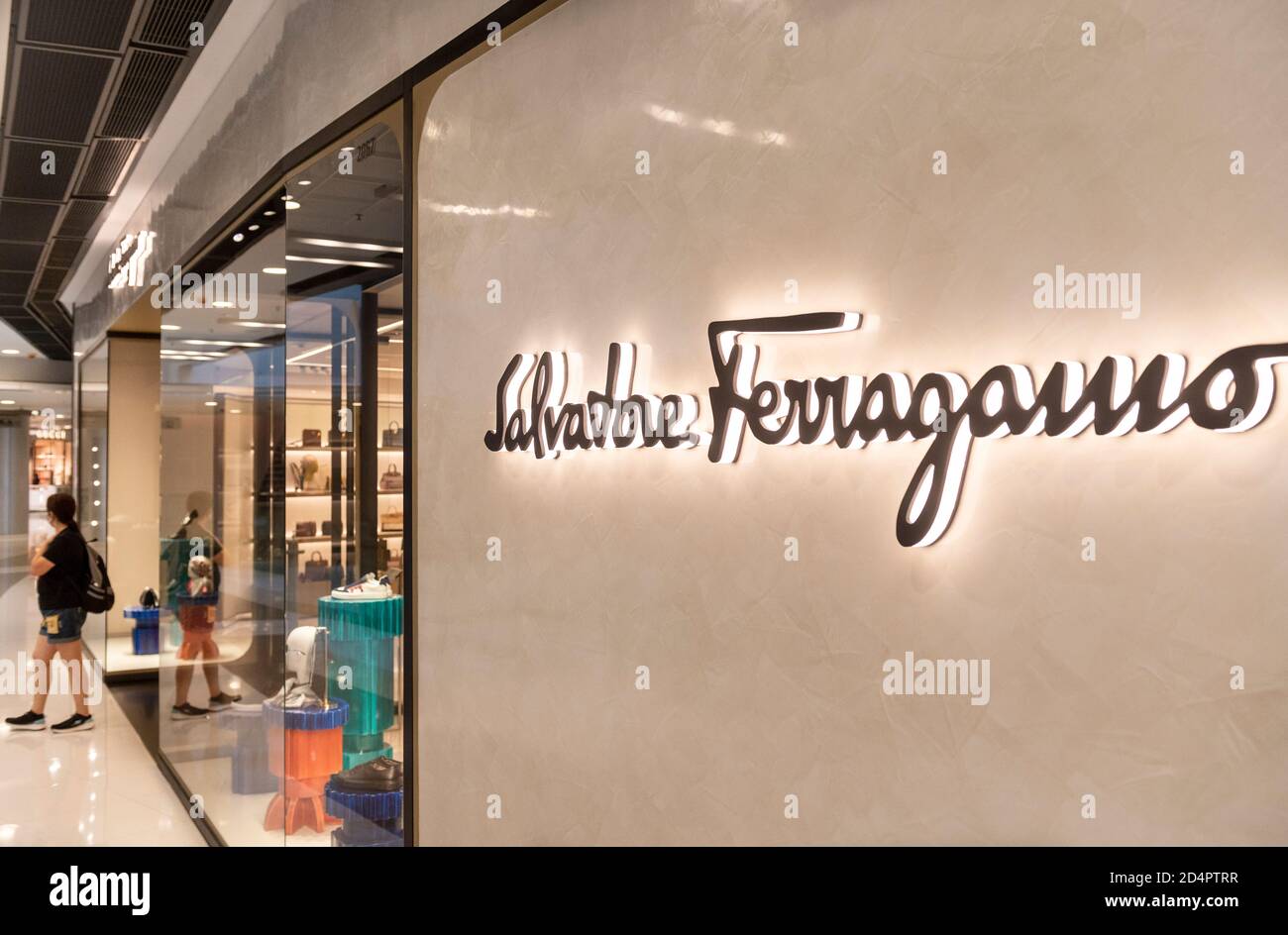 Hong Kong, China. 10th Oct, 2020. Italian luxury shoe brand Salvatore Ferragamo store and logo seen in Hong Kong. Credit: SOPA Images Limited/Alamy Live News Stock Photo