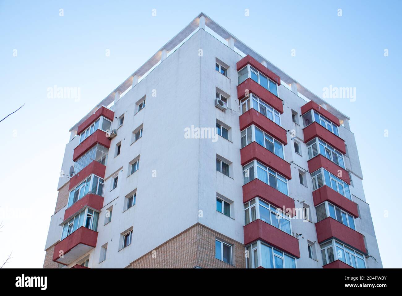 Tall building for living, beautiful sky and sunshine, human place Stock ...