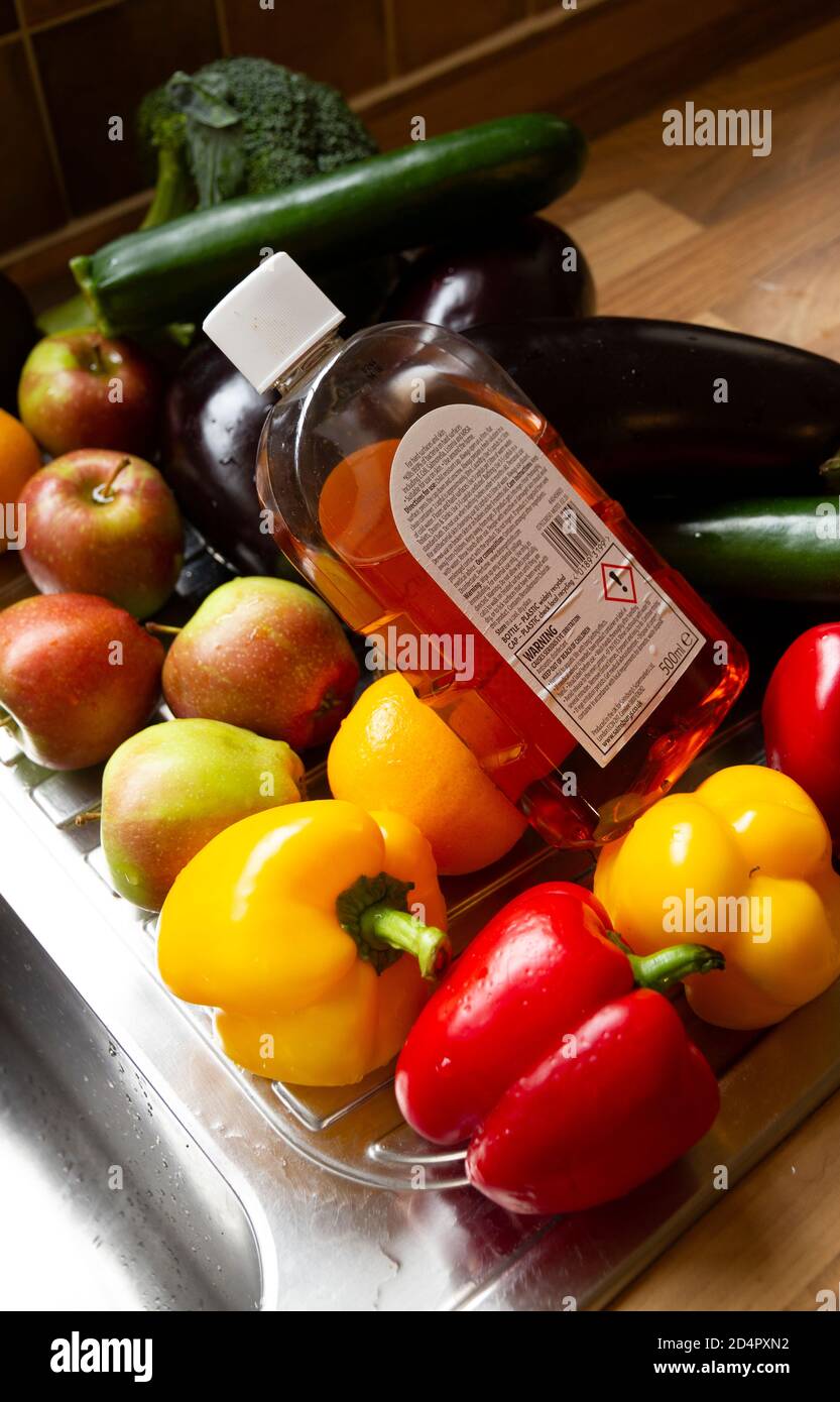 disinfecting fruit and vegetables Stock Photo