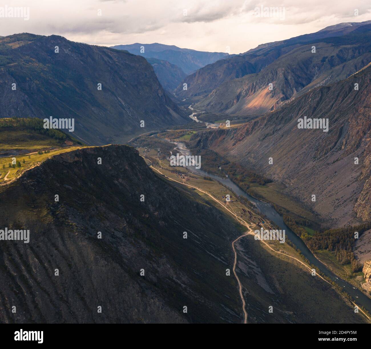 Aerial view of the road on the mountain Stock Photo - Alamy