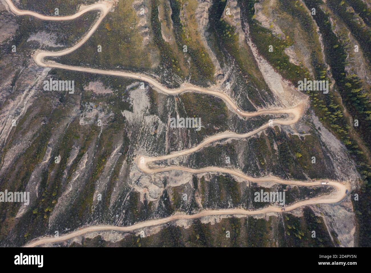 Aerial view of the road on the mountain Stock Photo - Alamy