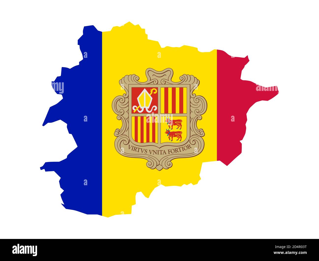 Flag in form form of the geographical country, Andorra, Southern Europe ...