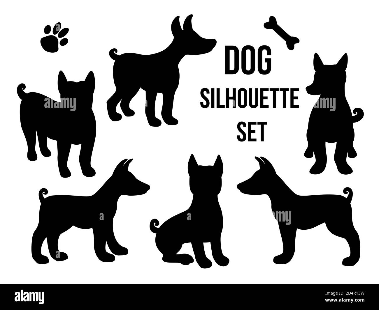 Set Dog silhouette in different poses. Vector illustration isolated on  white background. Dog breed Basenji set black shape. Fun Cartoon style  Stock Vector Image & Art - Alamy