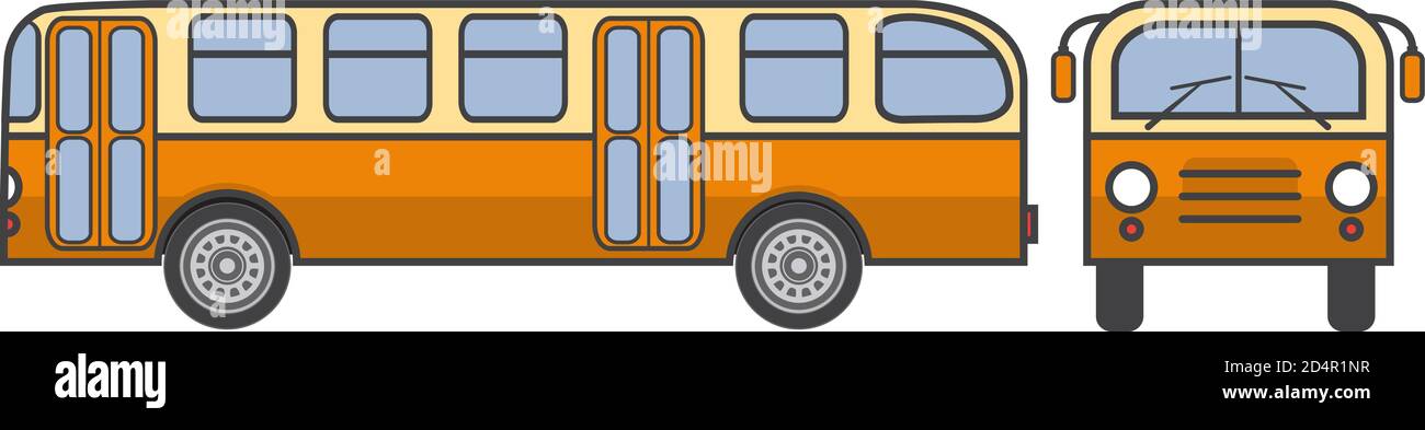 Old-fashioned a retro the city passenger vintage bus in flat linear style a vector. Stock Vector