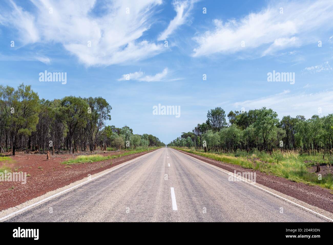 The Stuart Highway north of Alice Springs, Northern Territory, Australia. Stock Photo