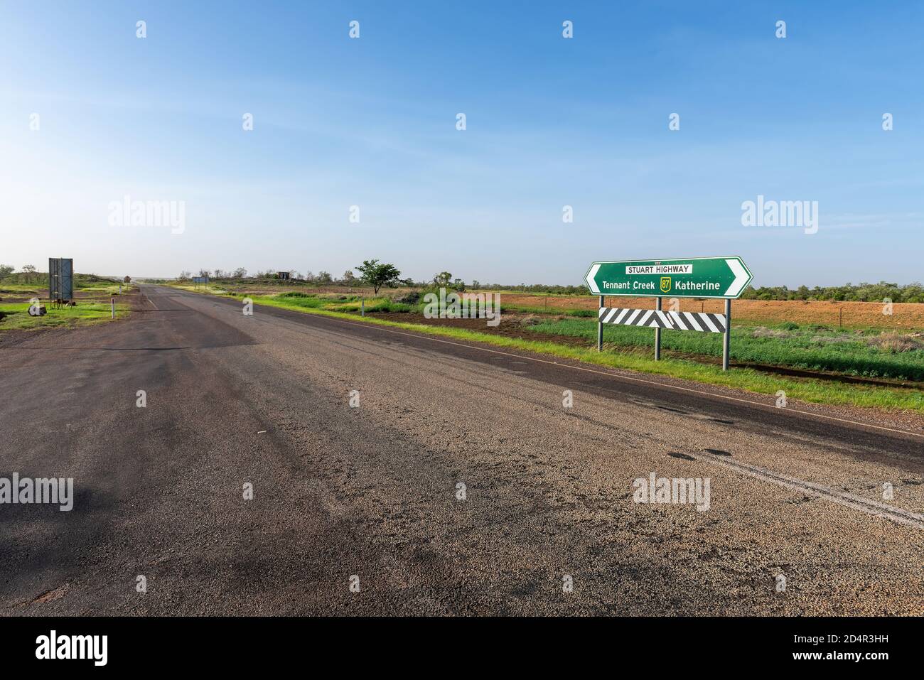 The Stuart Highway north of Alice Springs, Northern Territory, Australia. Stock Photo