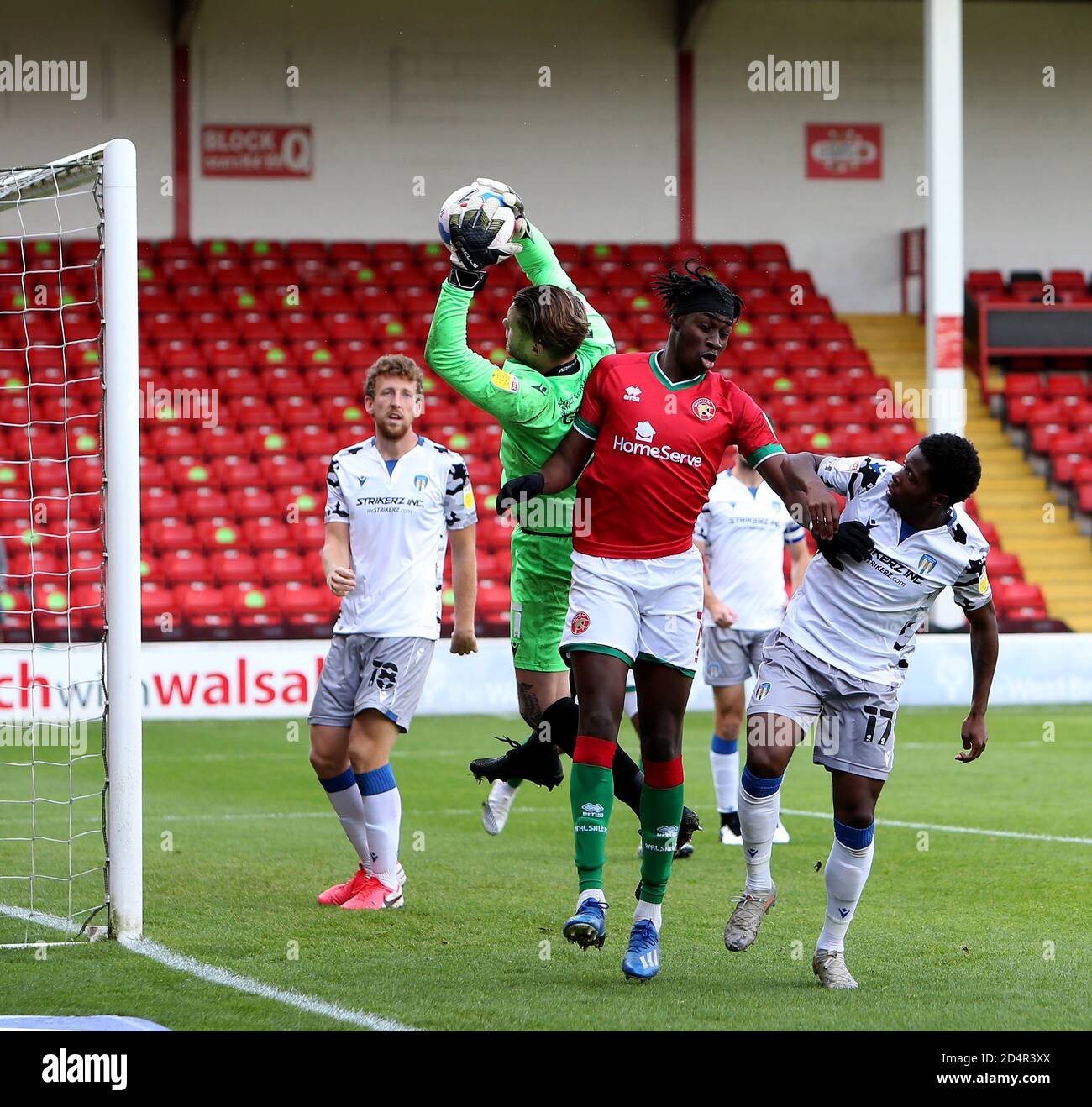 10th October 2020; Bescot Stadium, Walsall, West Midlands, England; English Football League Two, Walsall FC versus Colchester United; Elijah Debayo of Walsall attacks the goal Stock Photo