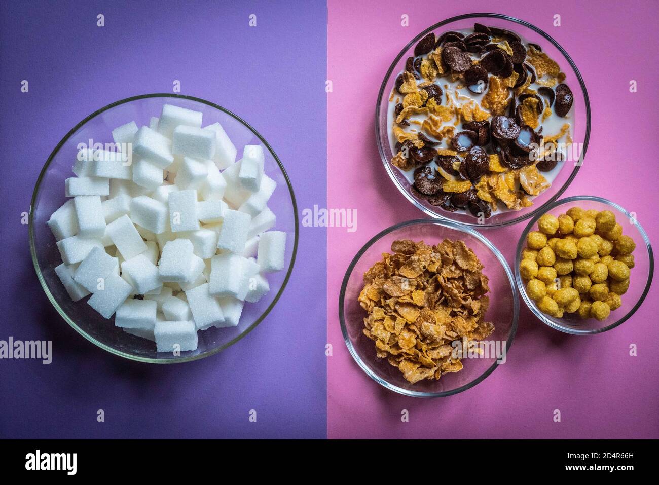 Illustration about the excess sugar in breakfast cereals Stock Photo