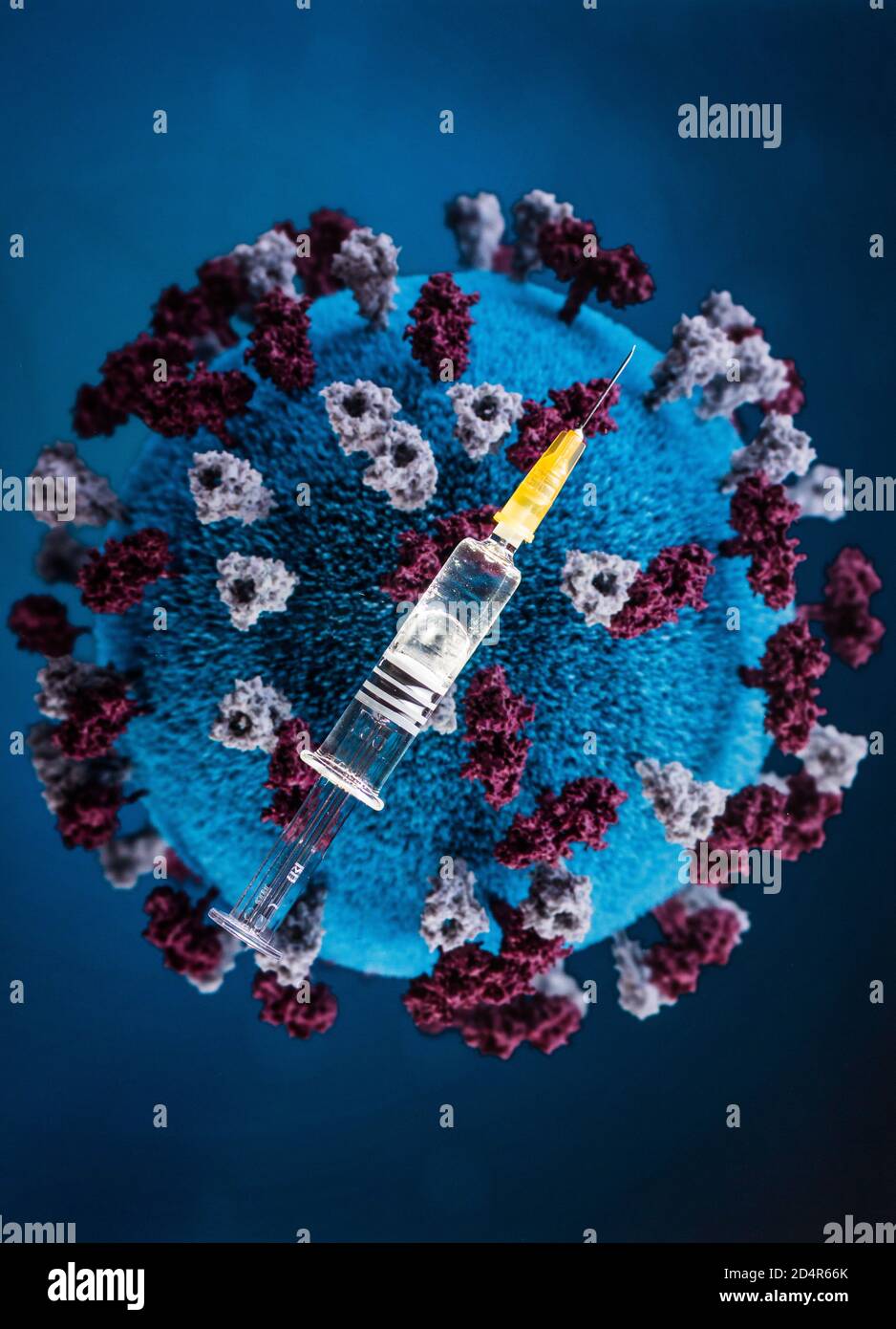 Vaccine and computer illustration of the measles virus (Paramyxovirus). Stock Photo