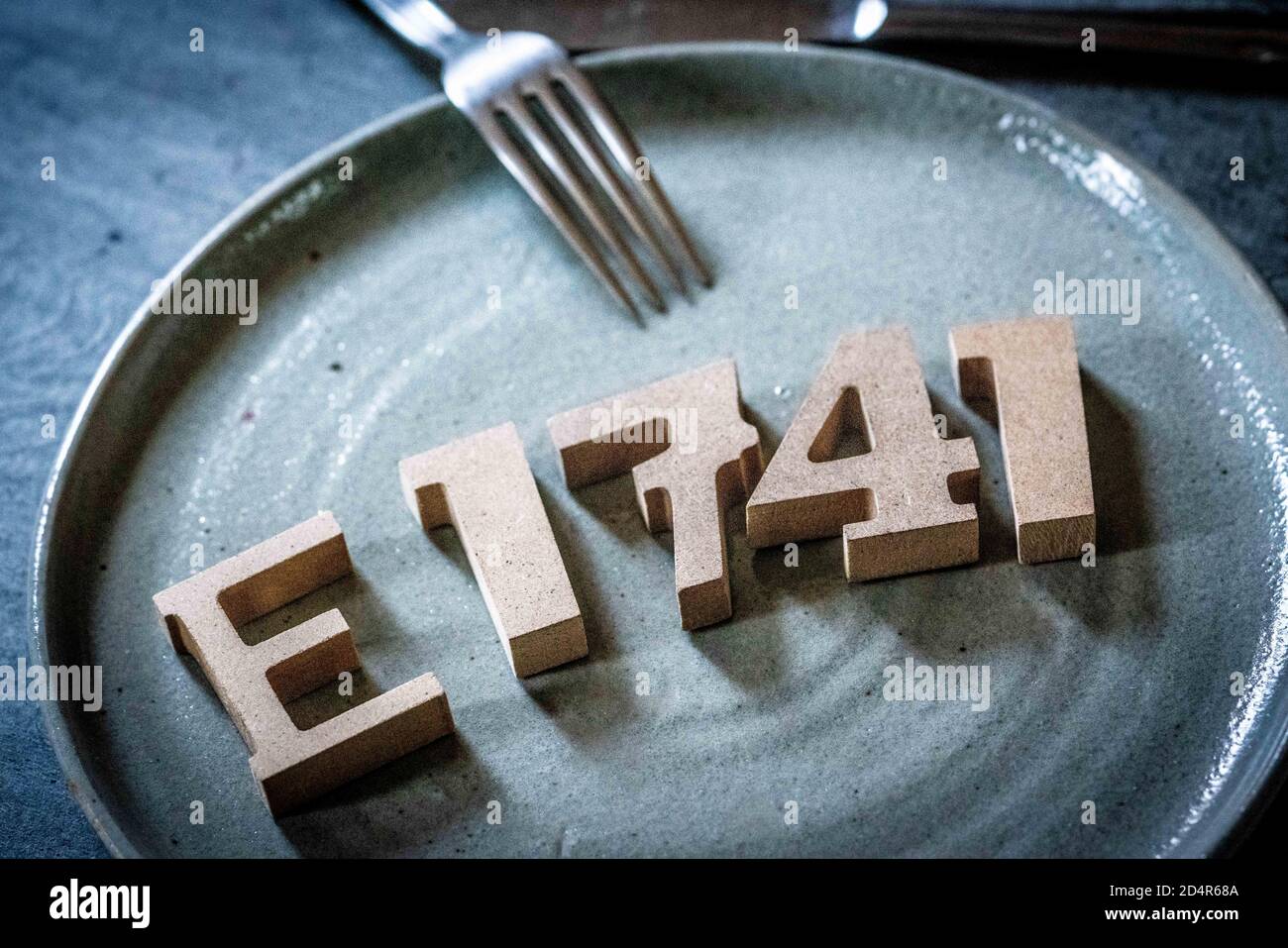 Food additive E1741 containing titanium dioxide. Stock Photo