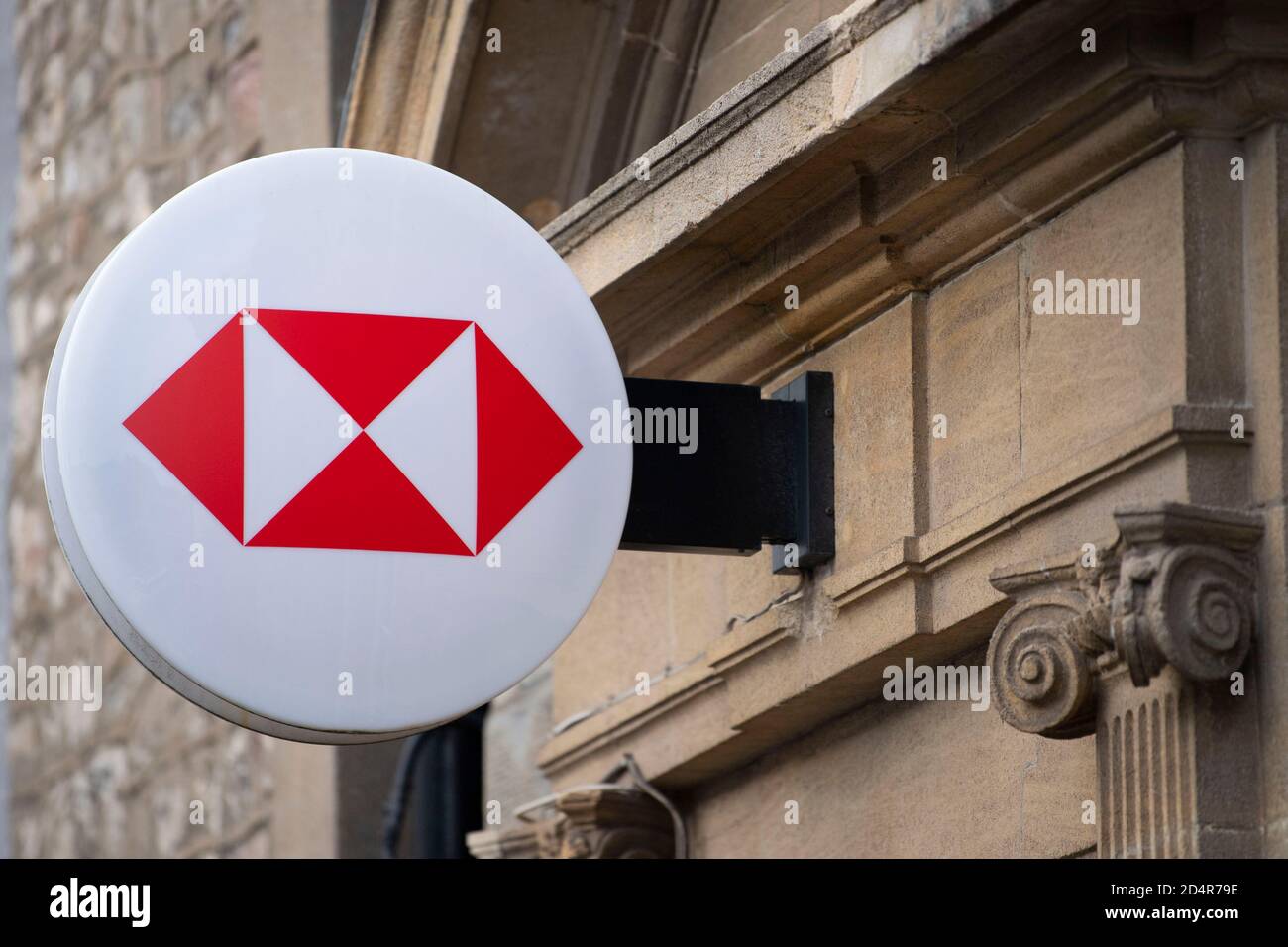 A close-up of a HSBC bank sign in Cowbridge, Wales, UK. Stock Photo