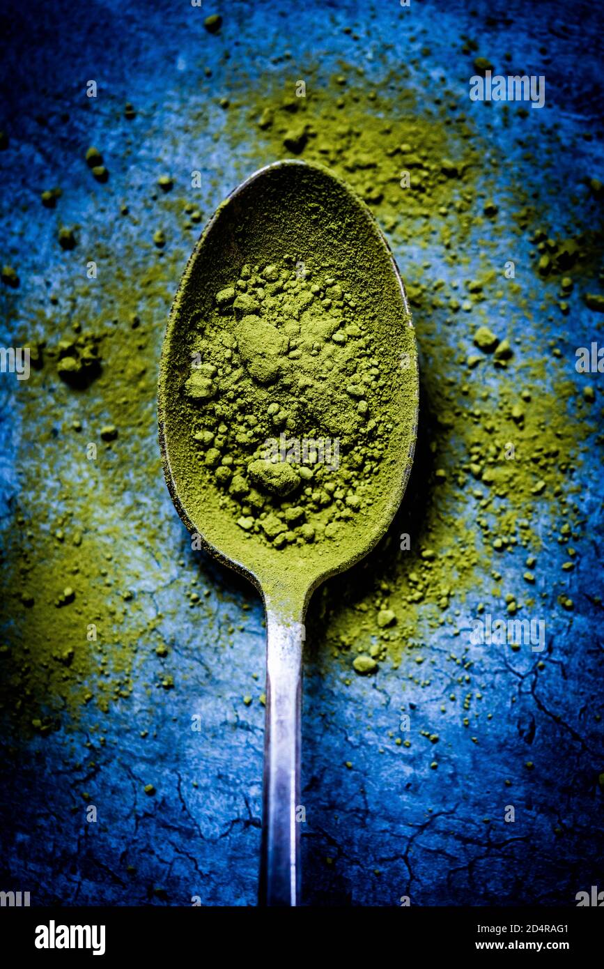 Matcha, powdered Japanese green tea. Stock Photo