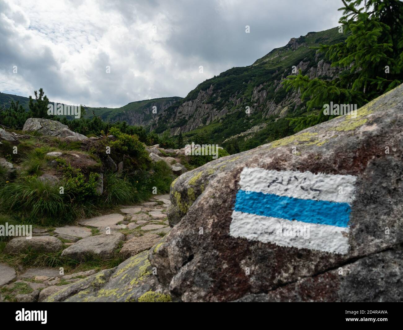 Mountain trail, Karkonosze National Park Stock Photo