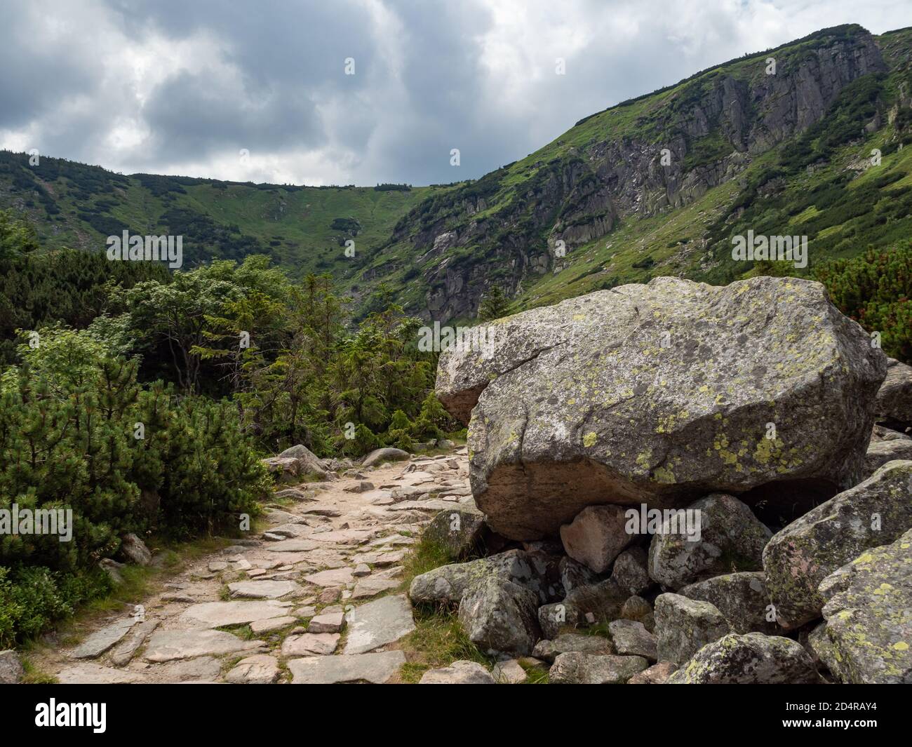 Mountain trail, Karkonosze National Park Stock Photo