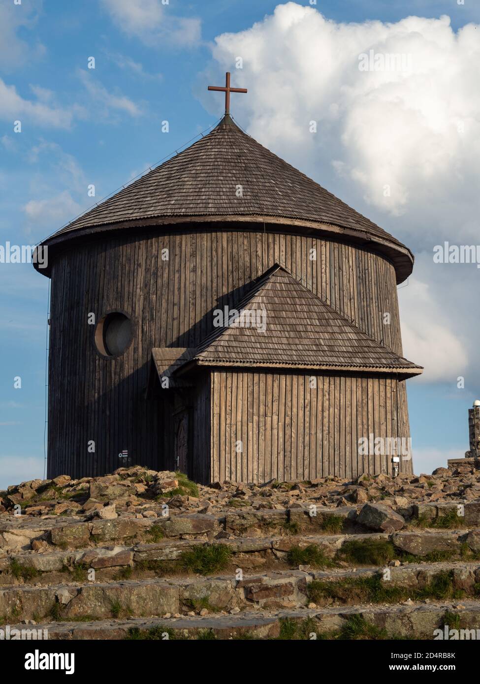 Chapel at the top of Sniezka mountains. Karkonosze National Park, Poland Stock Photo
