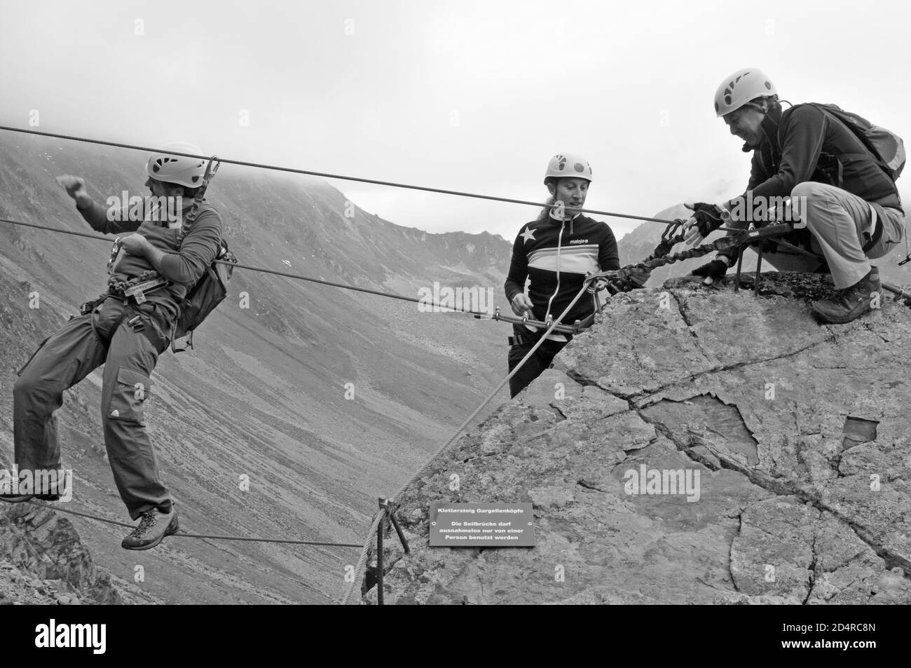 Austria: Climbing with a certified mountain guide in Montafon valley at "Gargellen-Köpfe" Stock Photo