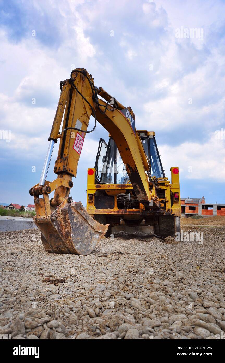 Bagger excavator on a construction site Stock Photo