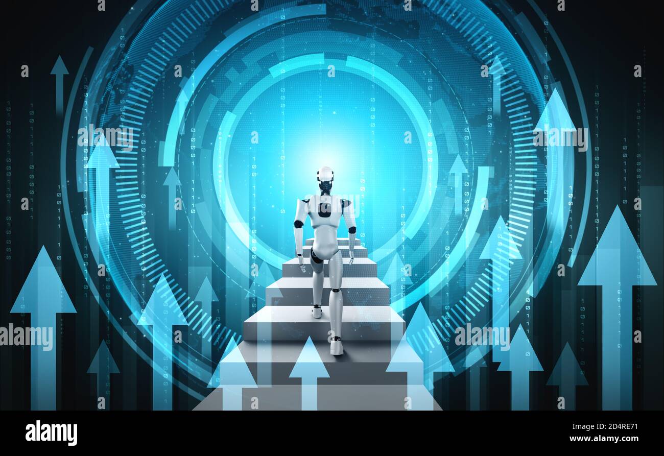 Business growth concept by using AI robot and machine learning