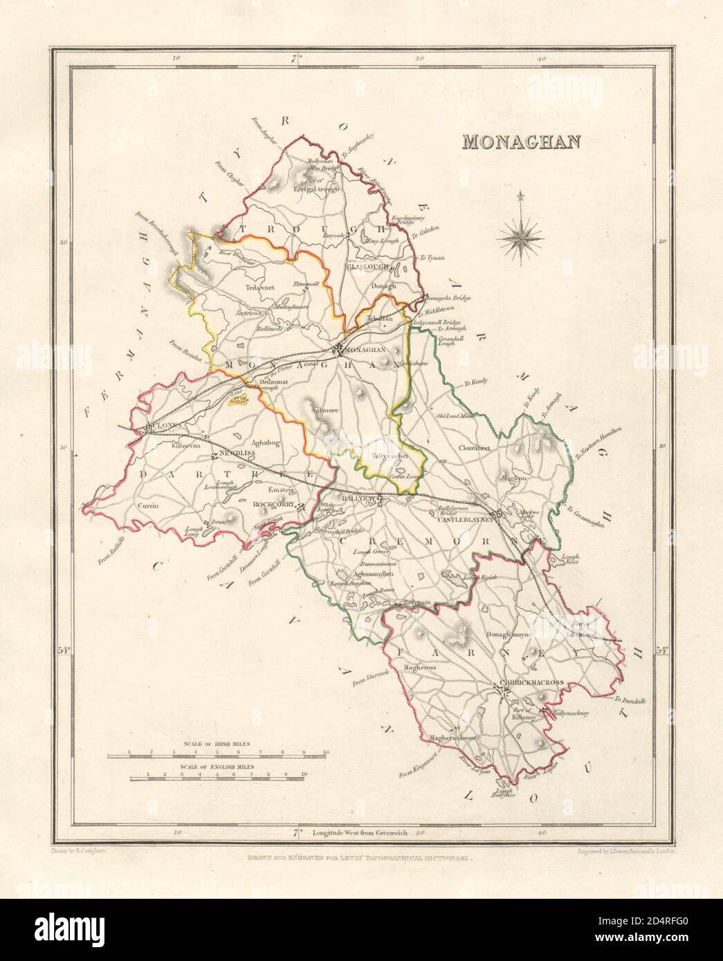 COUNTY MONAGHAN antique map for LEWIS by DOWER & CREIGHTON. Ireland 1846 Stock Photo Alamy
