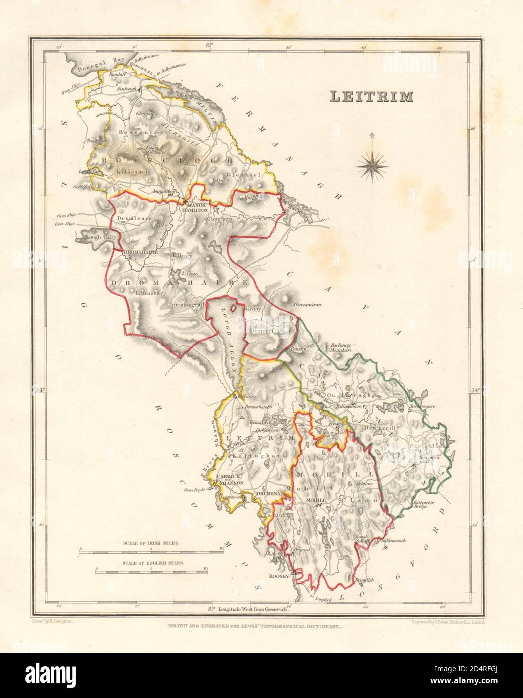 Map Of Leitrim Ireland County Leitrim Antique Map For Lewis By Dower & Creighton. Ireland 1846  Stock Photo - Alamy