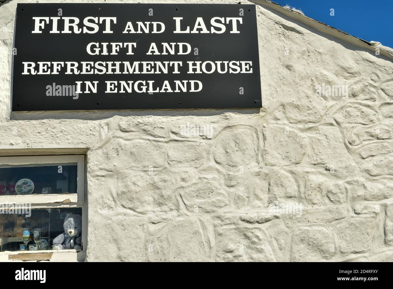 A gift shop at Land's End, a headland and holiday complex in western Cornwall, England Stock Photo