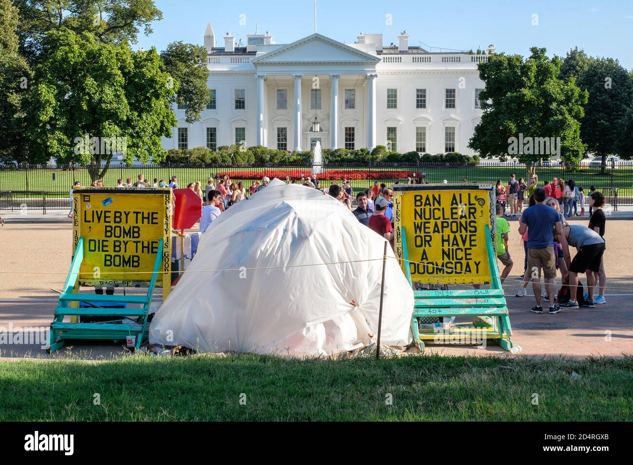 The White House Peace Vigil protesting against nuclear weapons proliferation in Washington D.C. Stock Photo