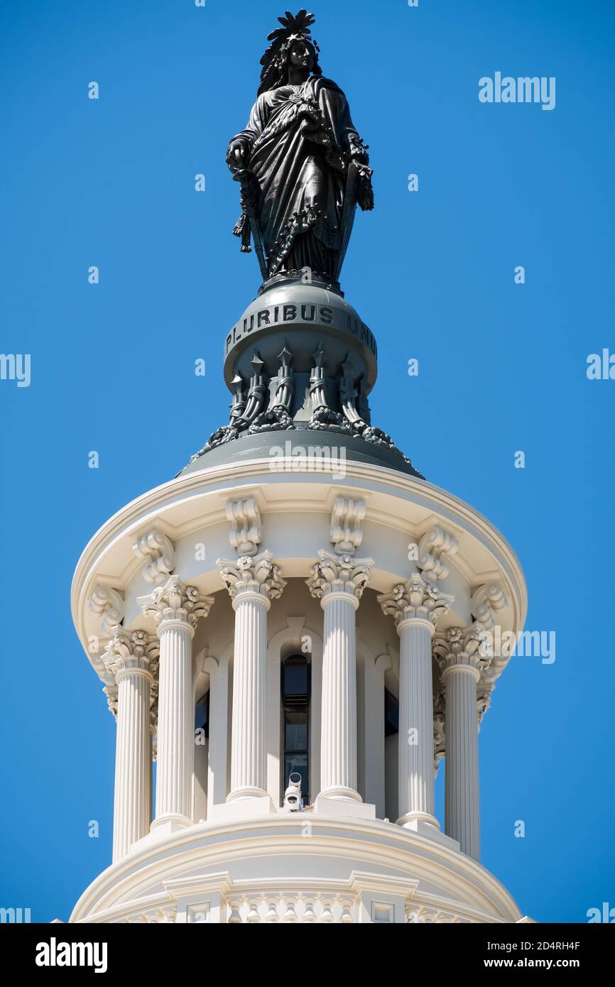 The Statue of Freedom on top of the US Capitol building in Washington D.C  Stock Photo - Alamy