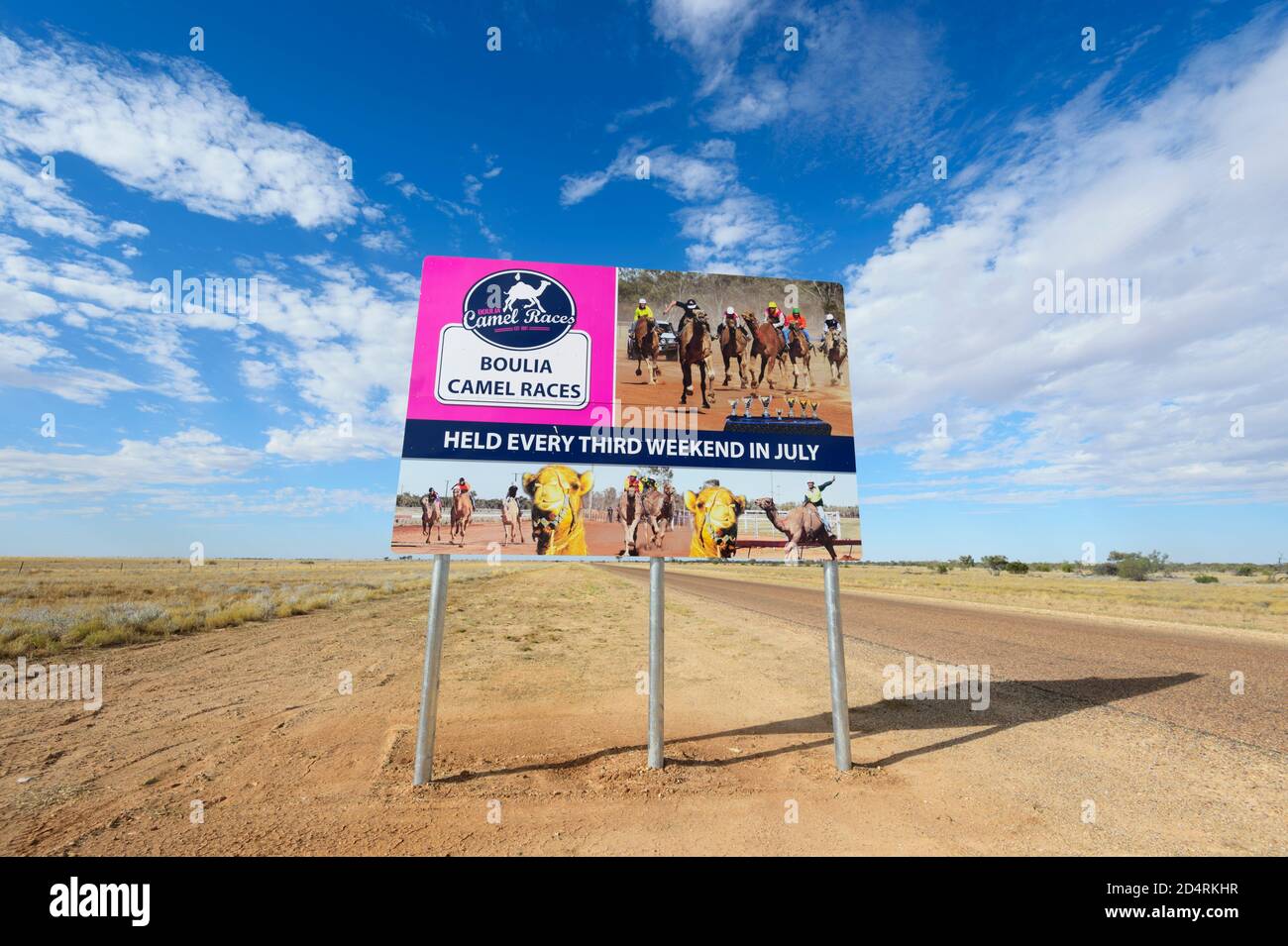 Sign for Boulia Camel Races, Boulia, Queensland, QLD, Australia Stock