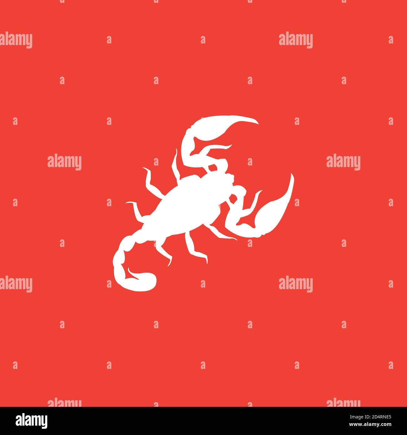 Skorpion Icon On Red Background. Red Flat Style Vector Illustration. Stock Vector
