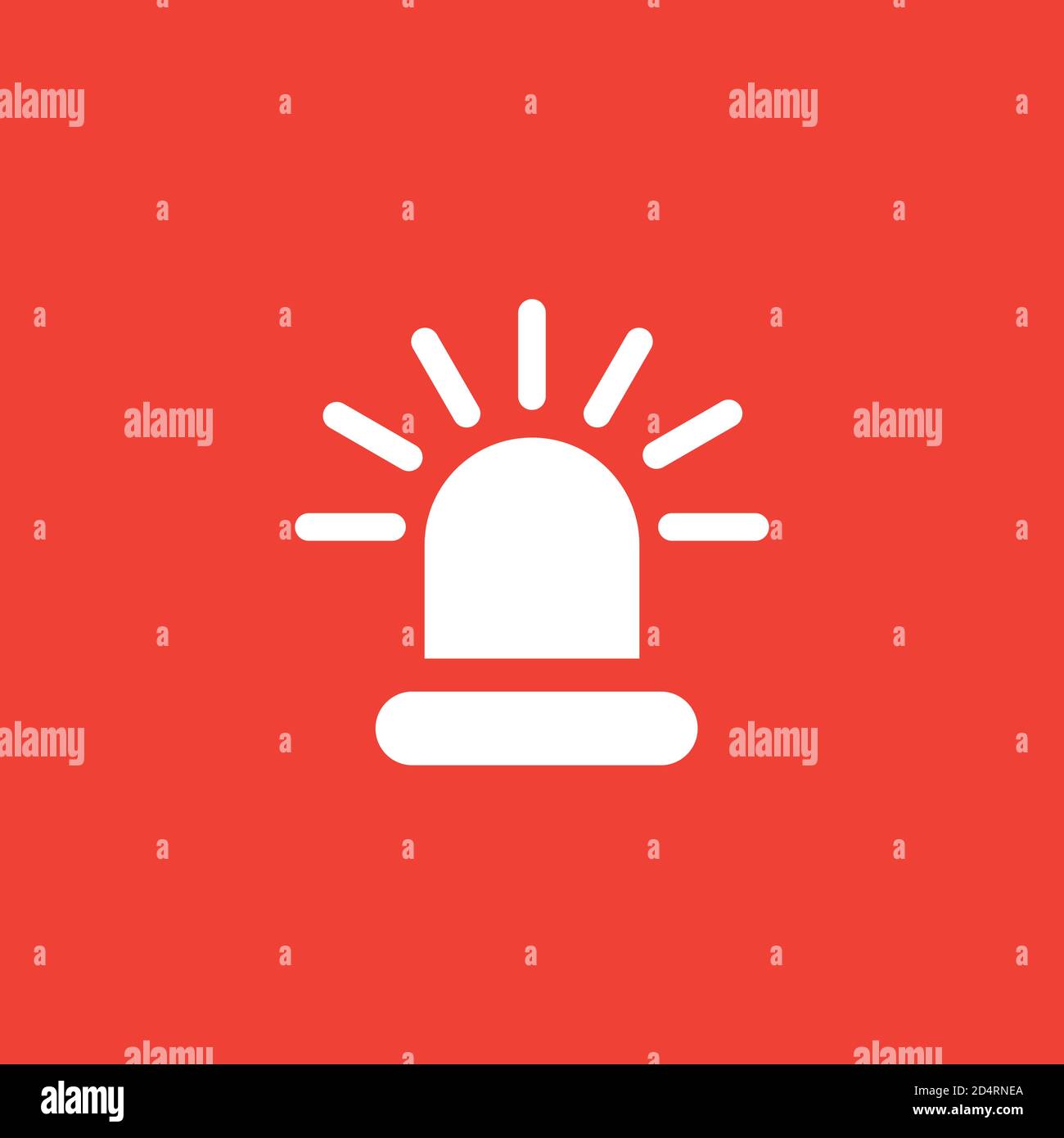 Siren Light Icon On Red Background. Red Flat Style Vector Illustration ...