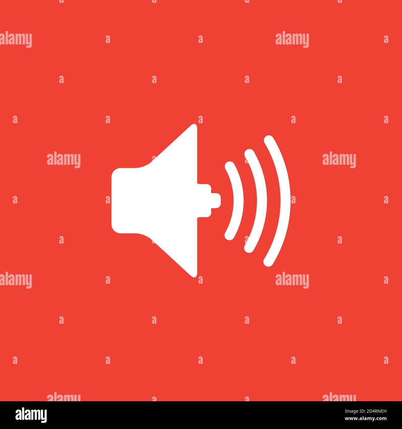 Sound Icon On Red Background. Red Flat Style Vector Illustration. Stock Vector