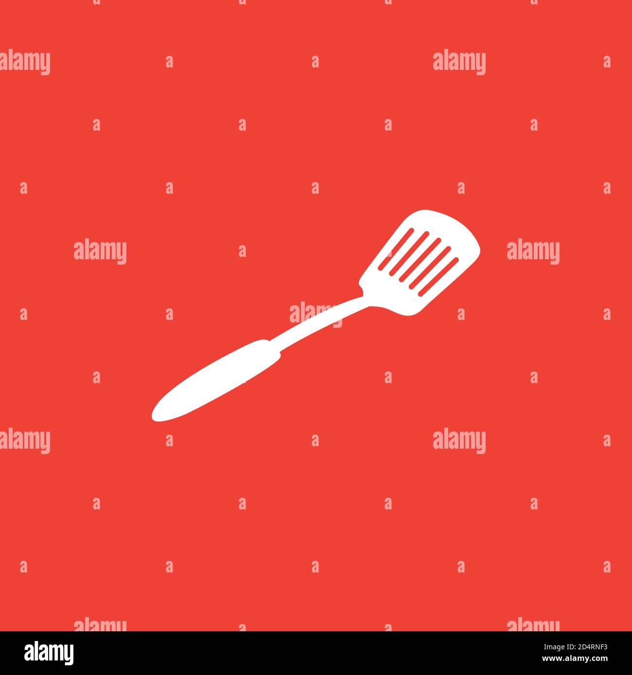 Spatula Icon On Red Background. Red Flat Style Vector Illustration. Stock Vector