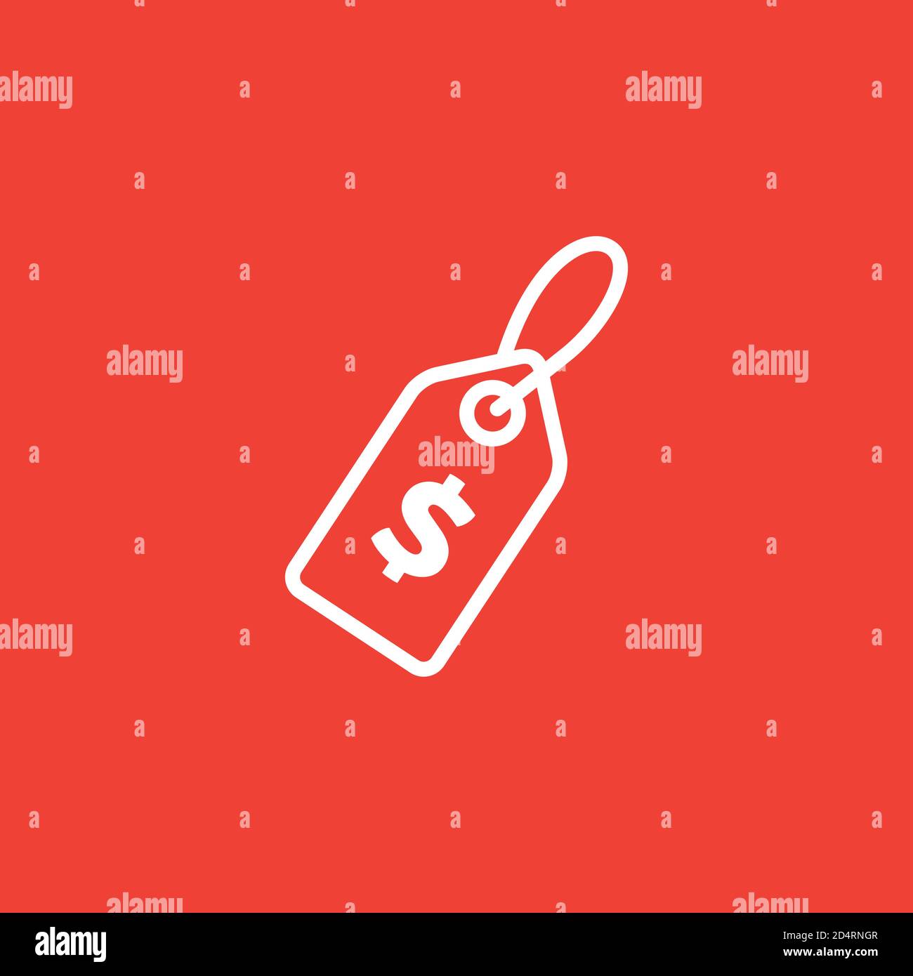 Tag Line Icon On Red Background. Red Flat Style Vector Illustration. Stock Vector