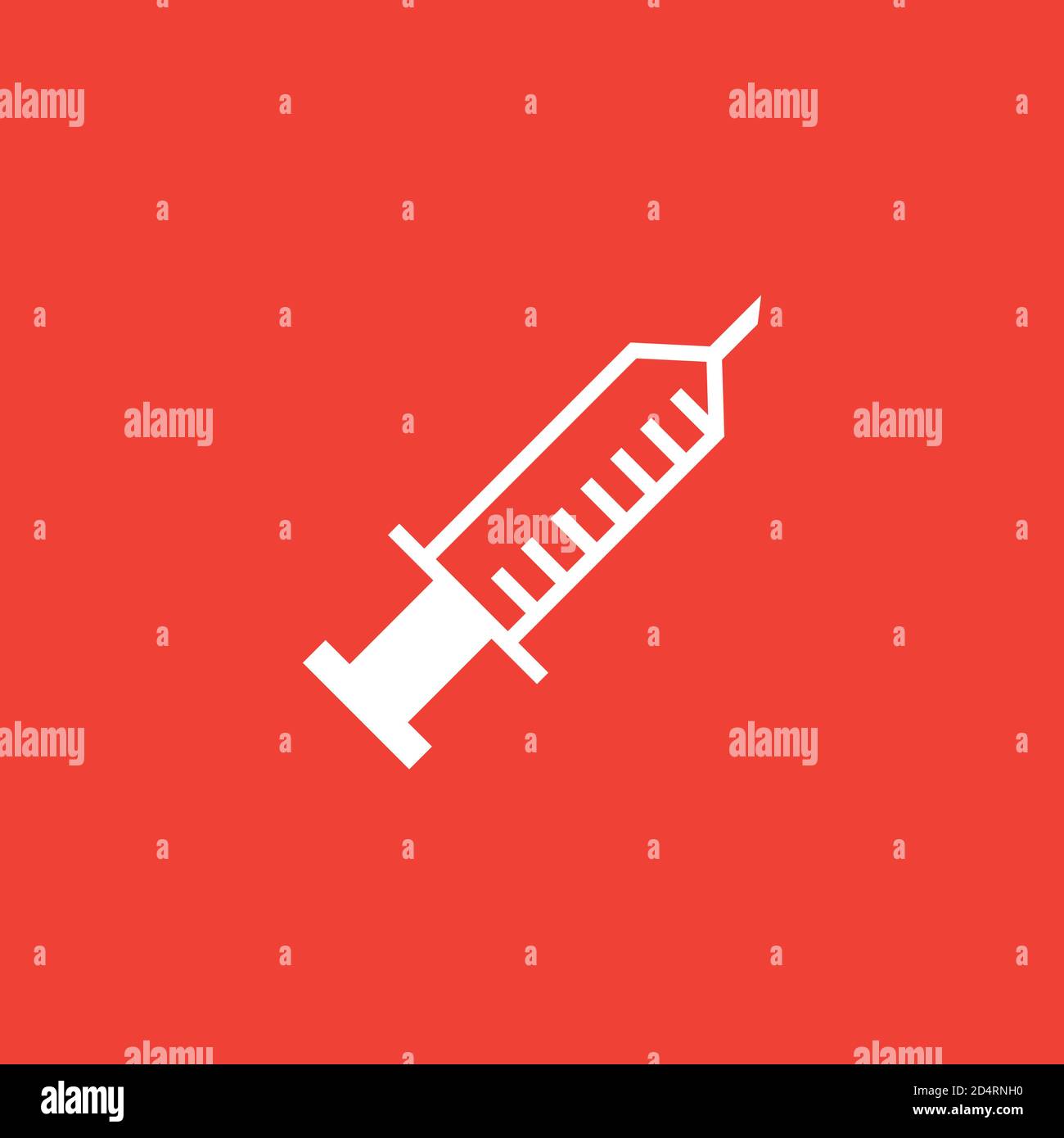 Syringe Icon On Red Background. Red Flat Style Vector Illustration. Stock Vector