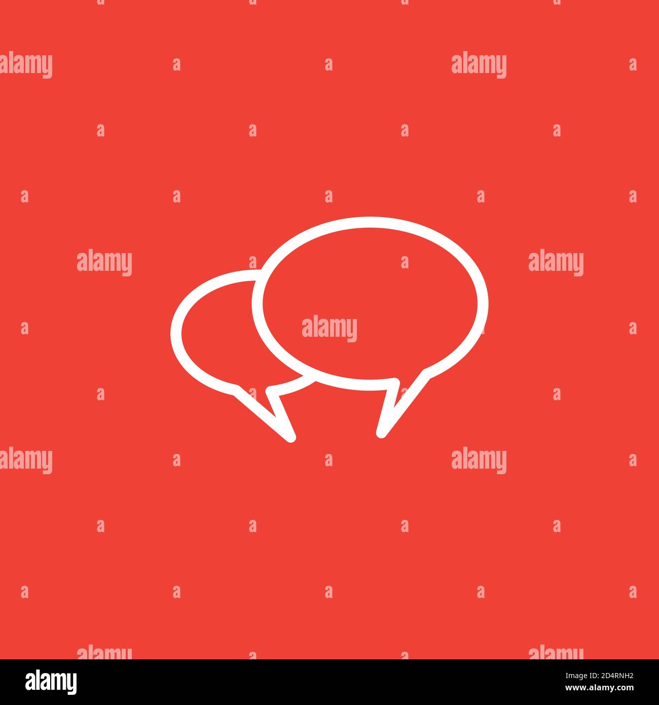 Speech Bubble Line Icon On Red Background. Red Flat Style Vector Illustration. Stock Vector