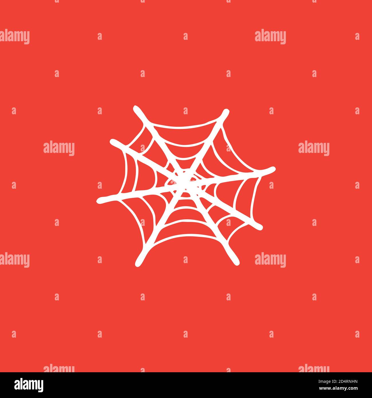 Spider Net Icon On Red Background. Red Flat Style Vector Illustration. Stock Vector