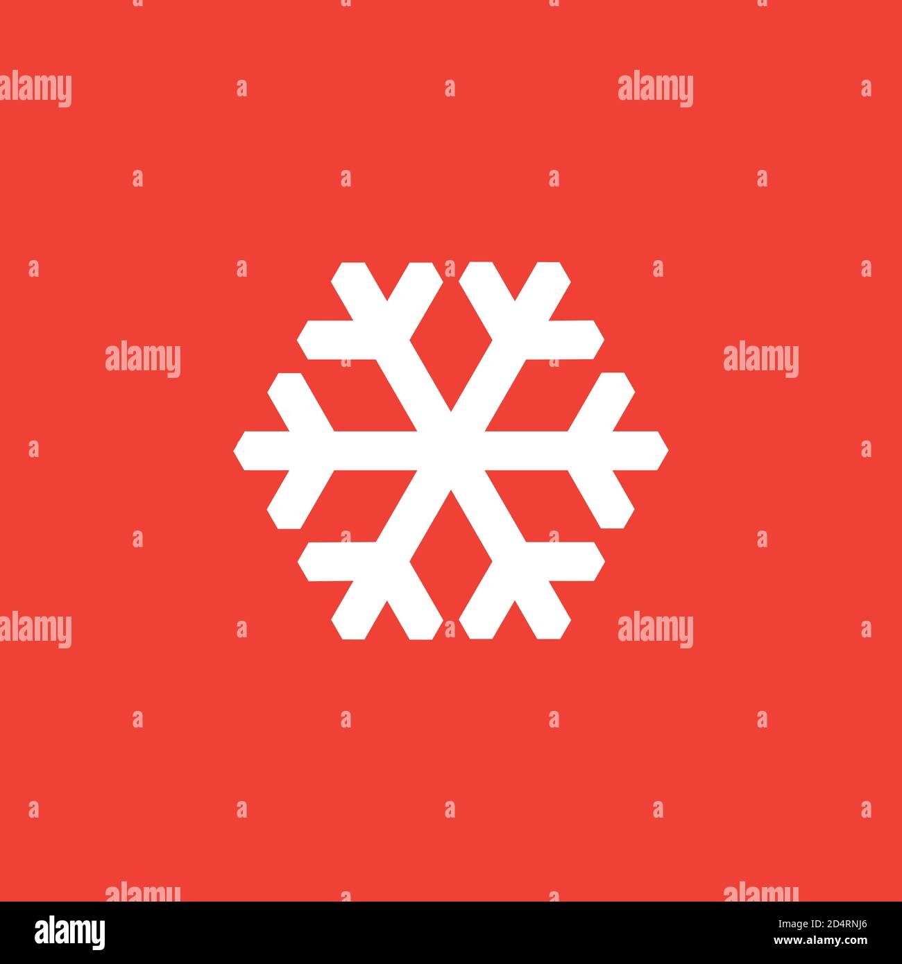 Snowflake Icon On Red Background. Red Flat Style Vector Illustration. Stock Vector
