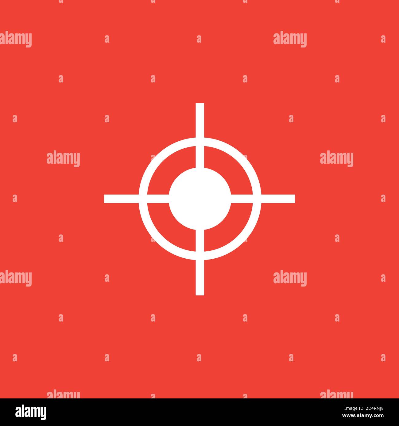 Target Icon On Red Background. Red Flat Style Vector Illustration. Stock Vector