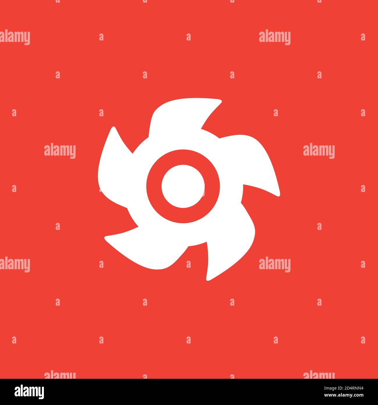 Turbine Icon On Red Background. Red Flat Style Vector Illustration. Stock Vector