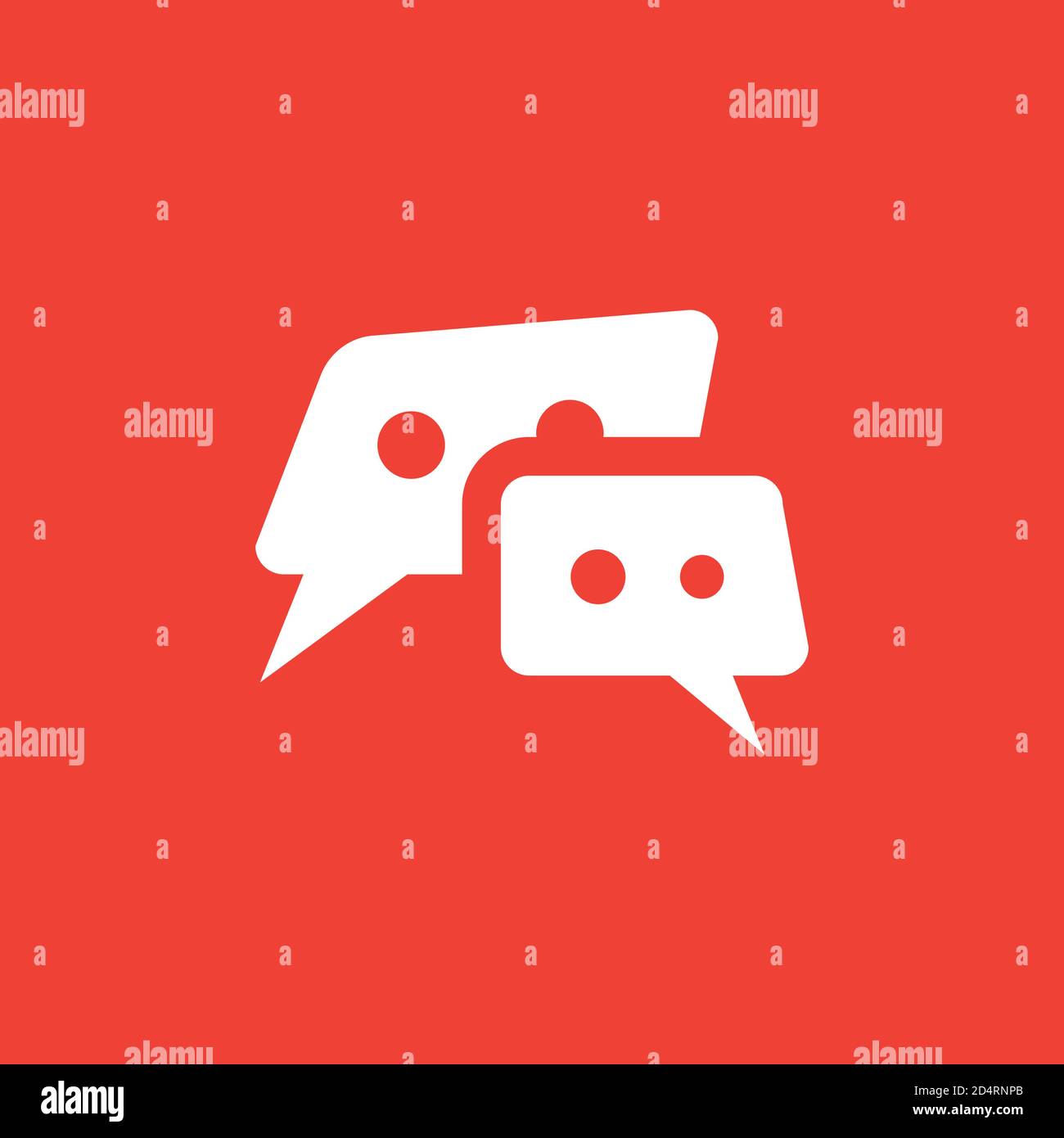 Speech Bubble Icon On Red Background. Red Flat Style Vector Illustration. Stock Vector
