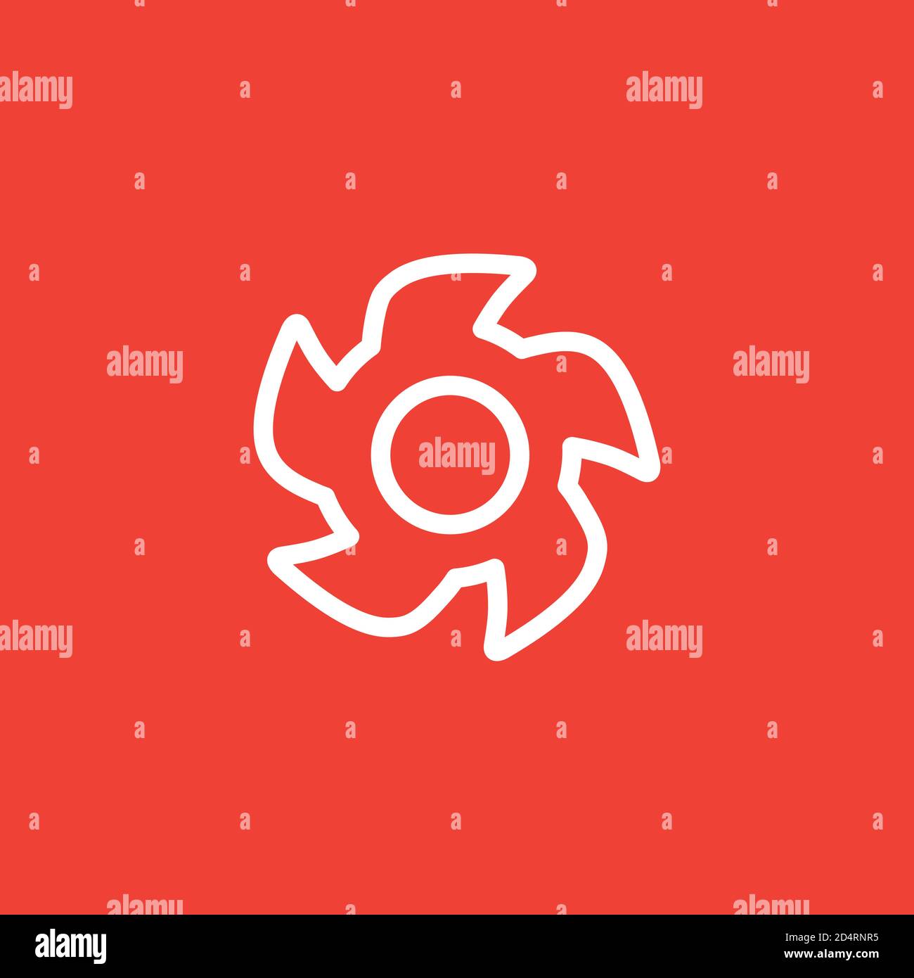 Turbine Line Icon On Red Background. Red Flat Style Vector Illustration ...